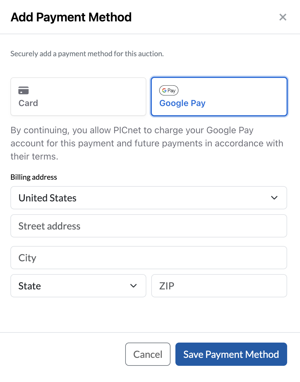 Payment method options