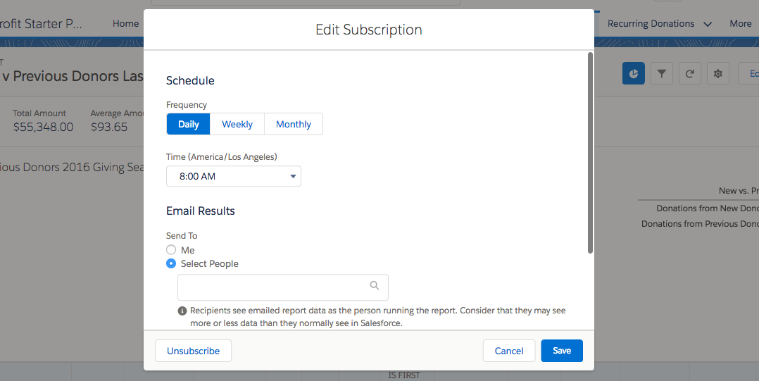 Salesforce Report Edit Subscription